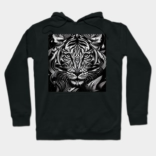 Black and white Design of majestic tiger with intense gaze ! Hoodie